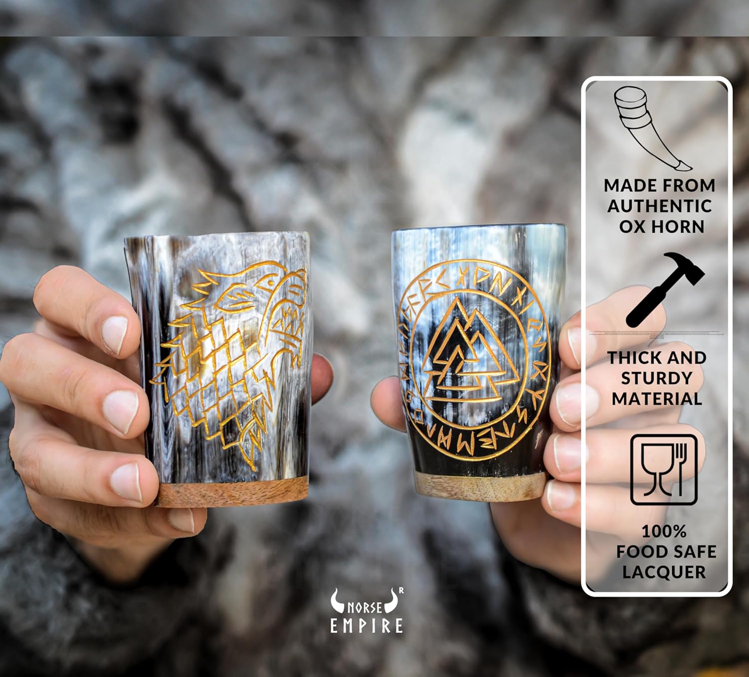 Viking Horn Shot Mugs Set of 6,100% Authentic, Unique, Handmade Natural Ox Horn Shot Glasses| 3oz Cool Unique Tumbler, Beer Gift for Men and Women, Goblet| Mediaeval Stein for Ale, Mead, Whisky… - Image 7