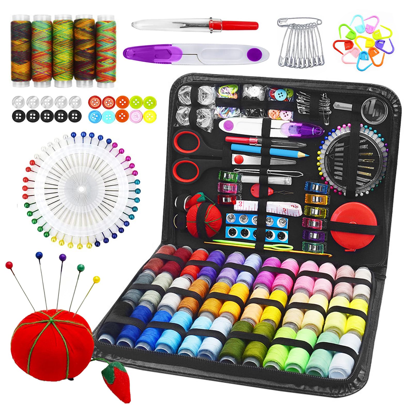 FxlStelrion Kit Cucito, 190 Pezzi Accessori da Cucito, Set da Cucito Contiene 41 Rotoli di Filo Colorato, Kit da Cucito Set Cucito Professionale per Principianti, Casa, Viaggio e Emergenza Uso