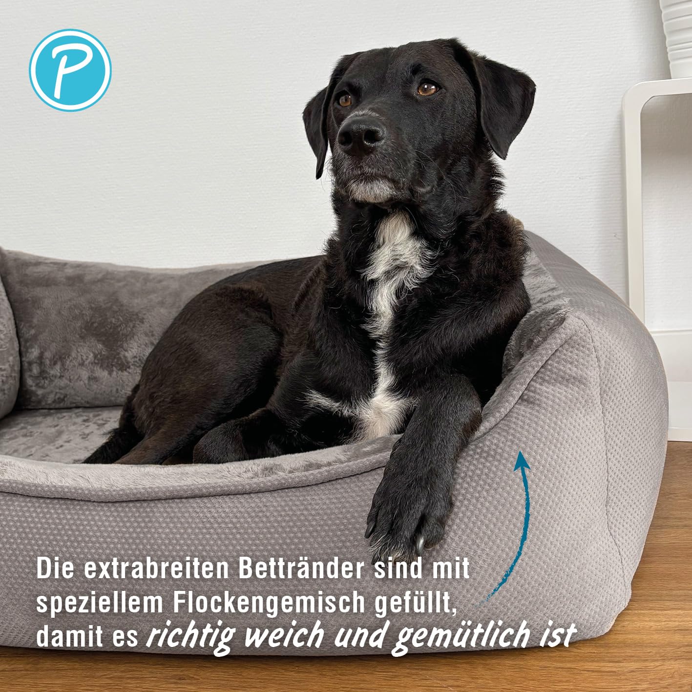 Petlando Orthopädisches Hundebett Like Ortho Lucy, Grau, M, L95xB60xH25cm | Für mittelgroße Hunde, Wendekissen, Eggfoam-Matratze, ergonomisch & gelenkschonend, rutschfest, waschbarer Bezug