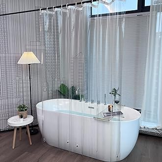 Clear Plastic Shower Curtains Mould Proof and Mildew Resistant,Transparent Waterproof High Grade PEVA 200cm Long Shower Curtain Liner for Bathbroom with 5 Magnet Weights
