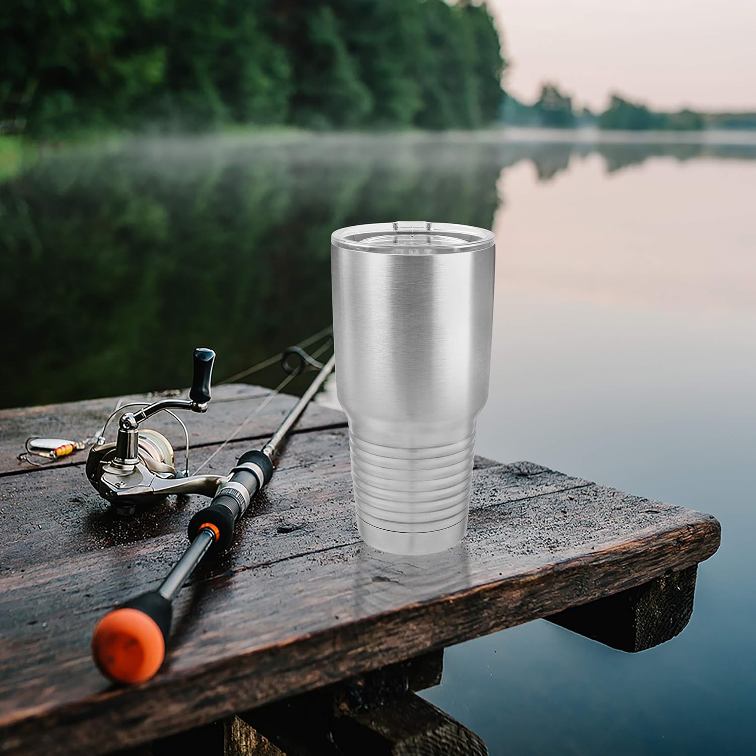 Clear Water Home Goods - Pack of 24 Bulk - 30 oz. Tumblers 18/8 Stainless Steel Double Wall Vacuum Insulated Water Bottle and Travel Coffee Mug Cups with Clear Lid - Stainless Steel