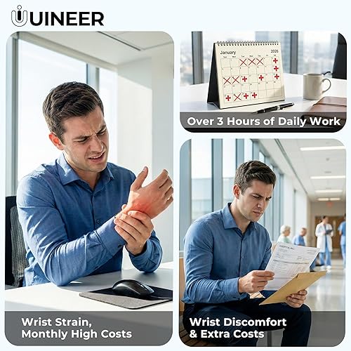 Miniatura 2 de Uineer Ratón ergonómico de 2.4 G – Ratón vertical inalámbrico para computadora con 4 niveles de DPI ajustables, diseño ergonómico para manos S/M,