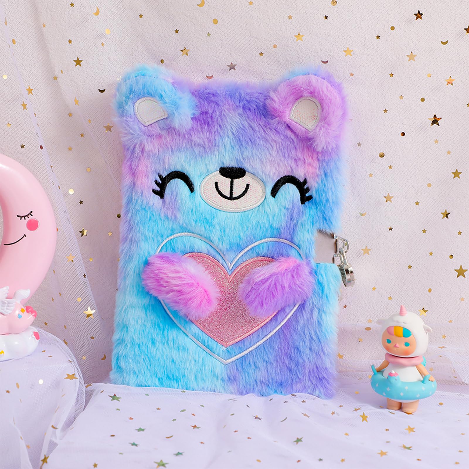 Journal Intime Fille avec Cadenas Carnet Secret Cadeau Fille Ours de dessin animé Multicolore