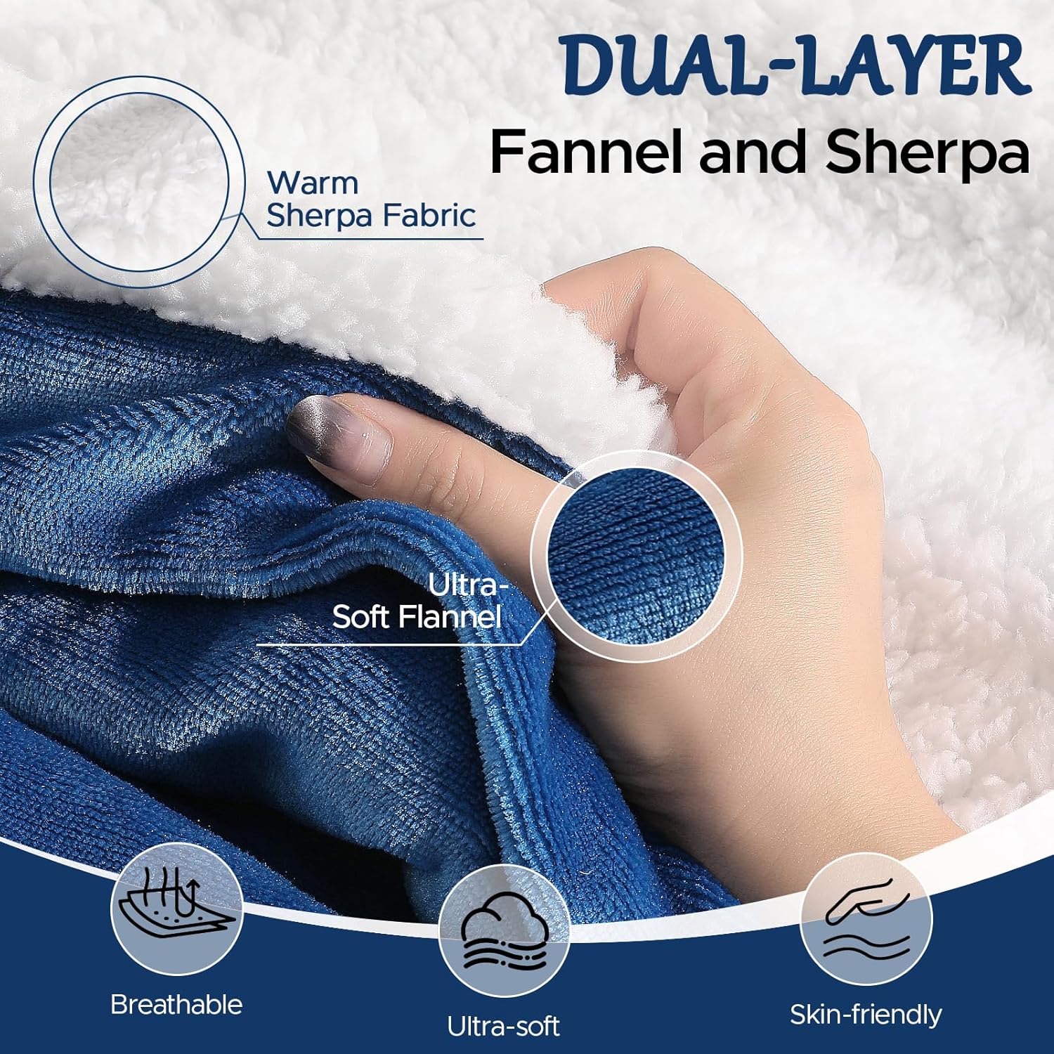 Electric Blanket 62x84in Heated Blanket Twin Size - Soft Flannel Heating Blanket with 9 Heating Level & 2-10 Hour Auto Off, Chair Heated Blanket for Winter, Gift for Grandma, Blue - Image 7