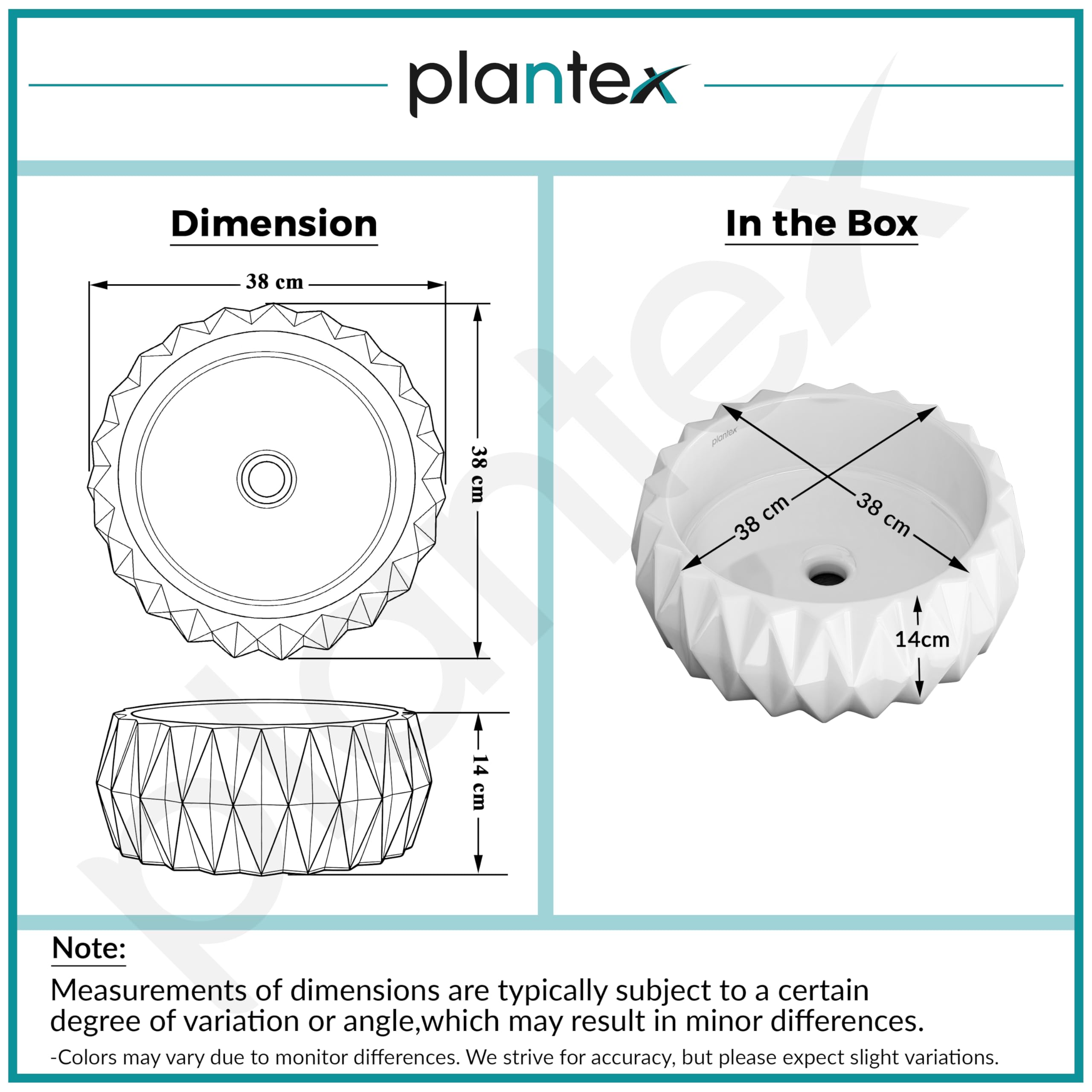 Plantex Ceramic Tabletop Round Washbasin for Bathroom/Countertop Bathroom Sink/Bathroom Wash Basin with 10 Years Glaze Warranty by Plantex (White - 15 x 15 x 6 Inch) 1