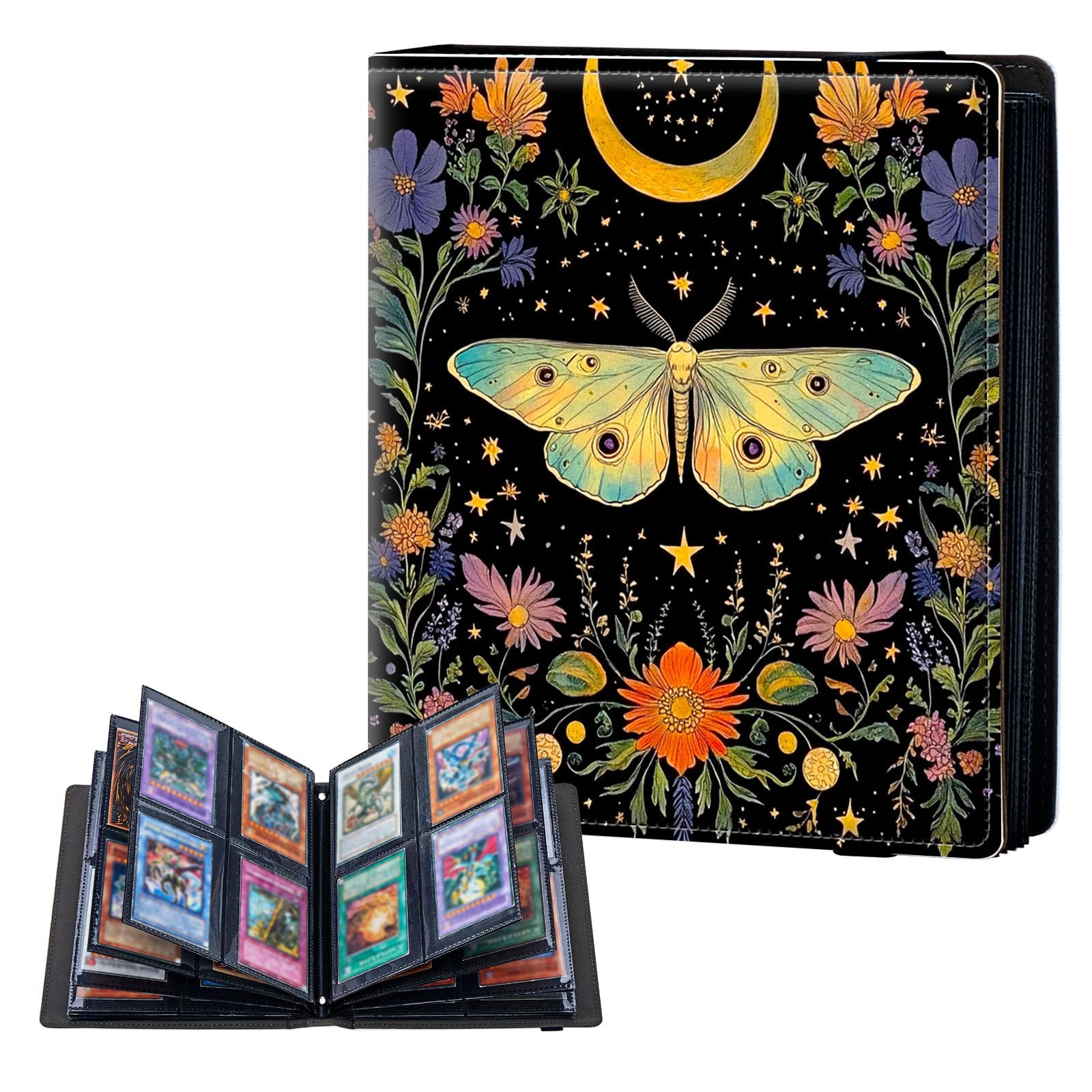 ETLKJVBL 4 Pocket Trading Card Binder, Card Collection Binder for TCG, MTG, Sports Cards, Baseball, Butterfly Wildflower Trading Card Book Holder for Collectors, Top Loader Binder — image 1