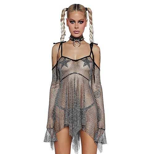 Dolls Kill F is for Fairies Handkerchief Dress by Current Mood Perfect for Fairycore Fashion - Small - Rhinestone