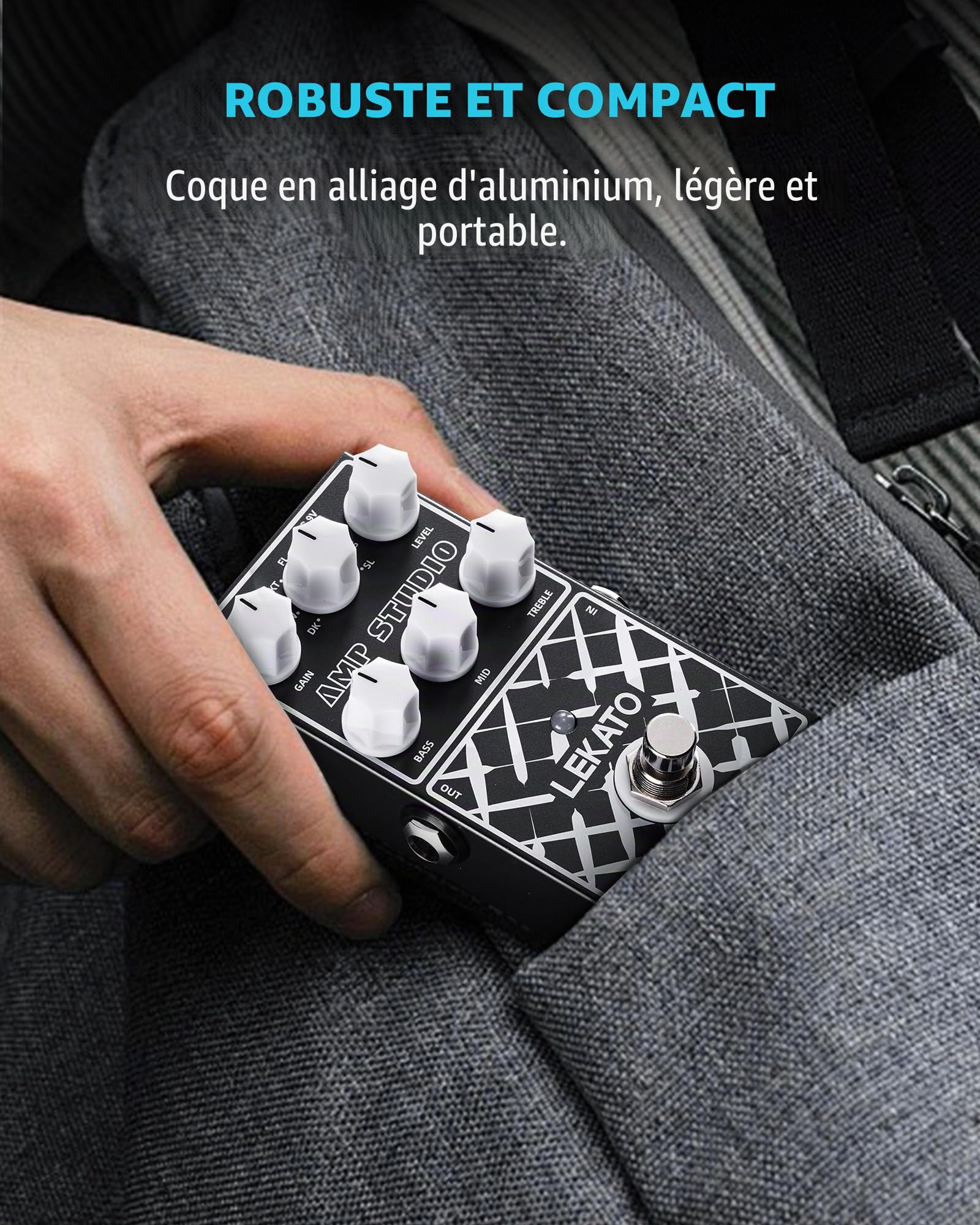 LEKATO Pédale d'effets de préampli numérique pour guitare électrique 9 modèles de préampli avec égaliseur à 3 bandes