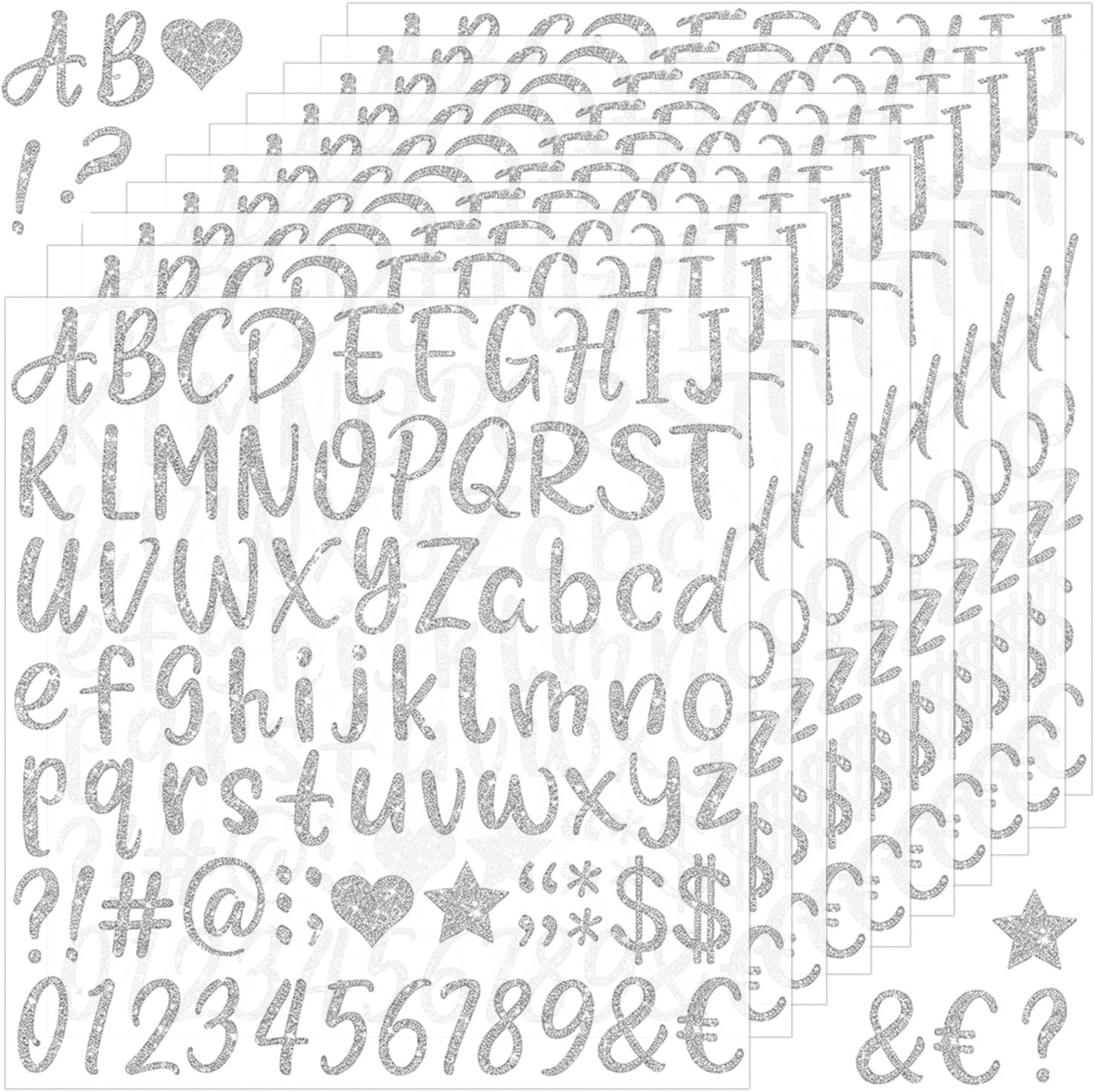 10 Sheets Gold Glitter Letter Stickers, 1 Inch Self Adhesive Vinyl Alphabet Number Stickers for Graduation Cap Scrapbooking Water Bottles Mailbox DIY Crafts Signs Party Decor (Gold)