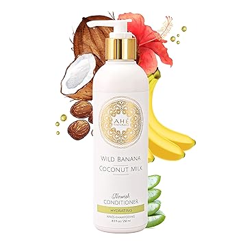Ahe Naturals Wild Banana & Coconut Milk Conditioner ? Helps Hair Strength & Softness ? Shea Butter, Castor Oil, Aloe Vera ? Pure Plant Extracts, 8.5 fl oz / 250 ml
