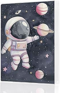 HUKINE Space Kids Photo Album 4x6, Pink Planet Spaceman Baby Boy Girl Small Photo Album Memory Book Keepsake with 18 Pockets Hold 36 Pictures for Baby Shower Newborns Family