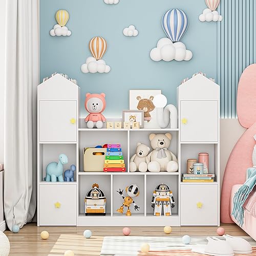 Miniatura 2 de Organizador de almacenamiento de juguetes de 54.5 pies, organizadores de juguetes y baúl de almacenamiento de juguetes con 9 cubos de almacenamiento