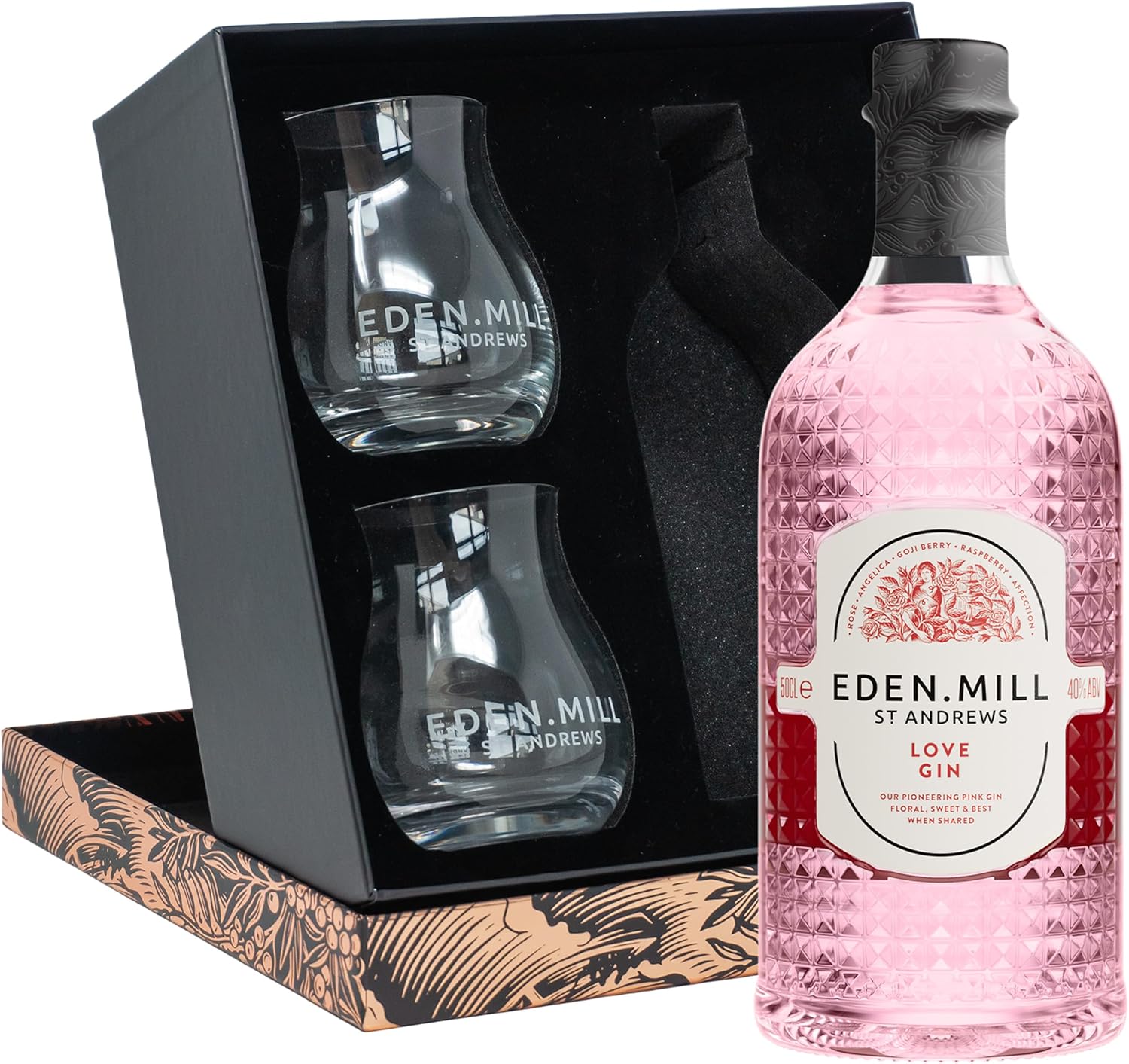 Eden Mill Love Gin Gift Set with 2 x Gin Glasses Light Pink Gin