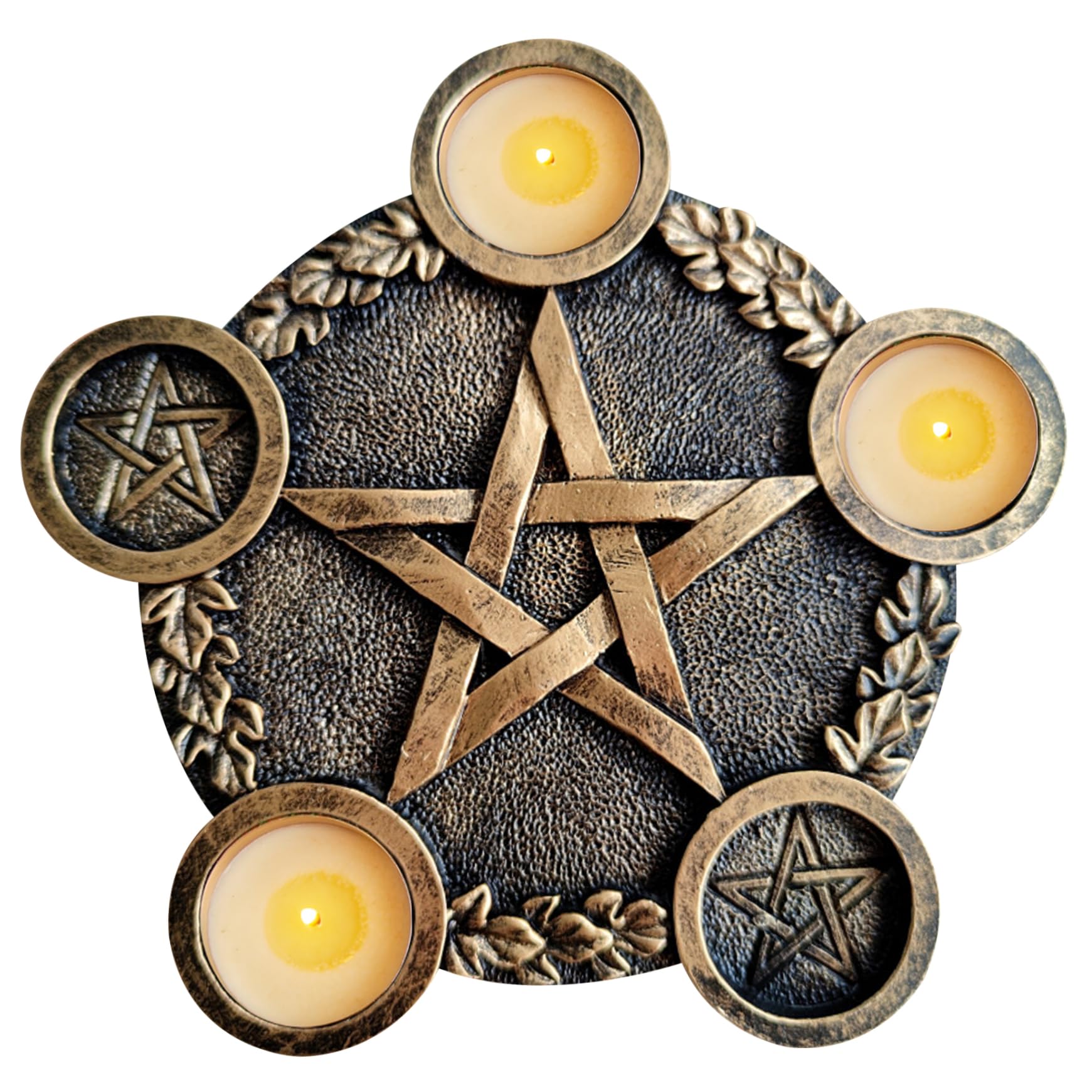 Striegro Star Candle Holder, Astrology Pentacle Halloween Candle Holder, Retro Resin Altar Witchcraft Wiccan Tarot Tealight, Copper Color..