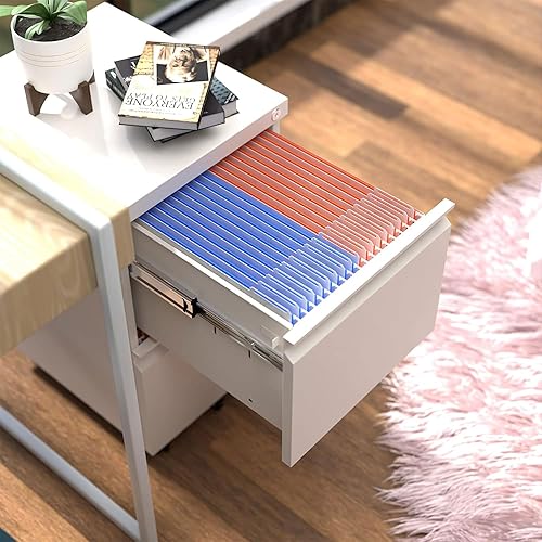 Miniatura 6 de Aobabo Archivador con bloqueo de 2 cajones, gabinete de archivo móvil negro, adecuado para archivadores de metal de oficina y hogar 2c-blanco,