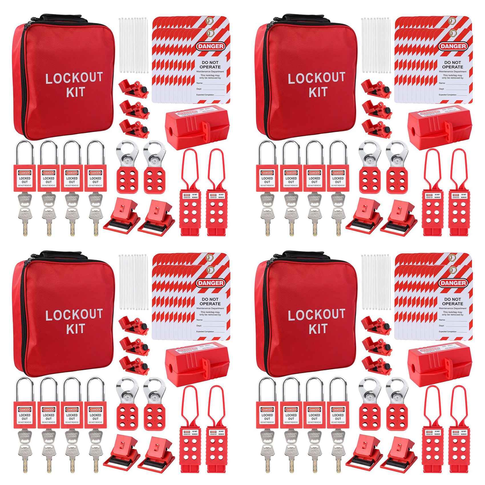 Jnchdghwa As Shown 4X Lockout Tagout Kit, Electrical -Kit With Circuit Breaker Lockout, Lockout Hasps, Lock Out Tags Multi-Pole Breaker