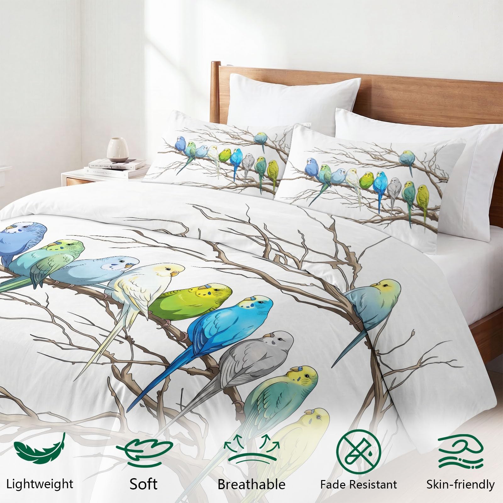 Generisch Set di biancheria da letto in stile rustico bianco, 135 x 200 cm, morbido e traspirante, in microfibra spazzolata, con federa da 80 x 80 cm