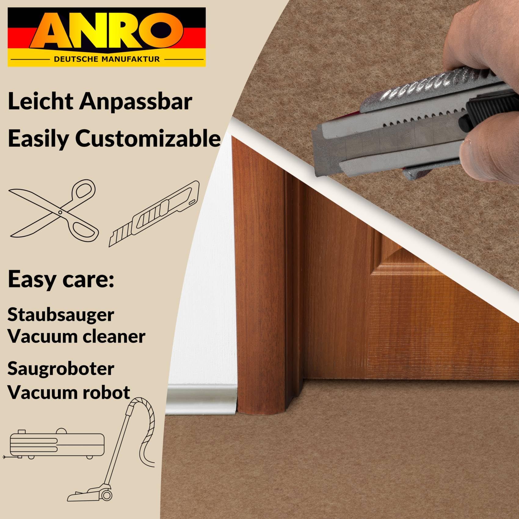 Messeteppich Event Teppich Teppich Läufer Meterware Hochzeitsteppich Empfangsteppich VIP Alex Läufer Flur 1000 x 100 cm Beige