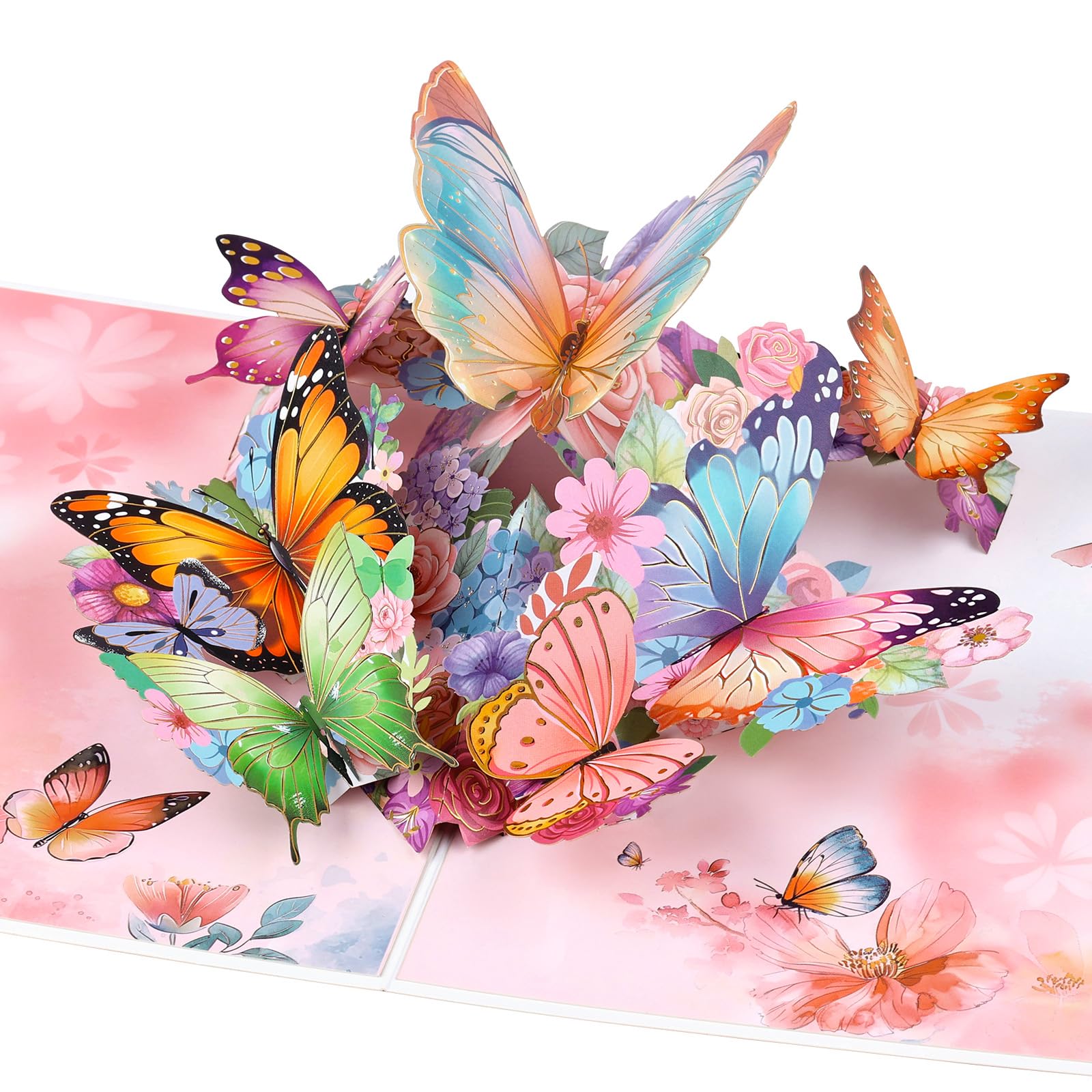 YooxArmor Butterfly & Flower 3D Pop Up Birthday Card for Women with Envelope,Handmade Floral Greeting Card for Mother’s Day,Birthday,Anniversary,Valentine’s Day,Thank You Gift for Her Mum Wife