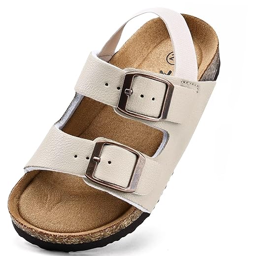 Torotto Toddler Boys Girls Cork Footbed Sandals with Arch Support & Adjustable Straps for Indoor & Outdoor