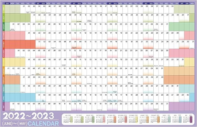 SULOLI Wall Planner 2022-2023, A1 June 2022 to May 2023,2022-2023 Yearly Planner,Wall Calendar 2022-2023,850 x 580 mm