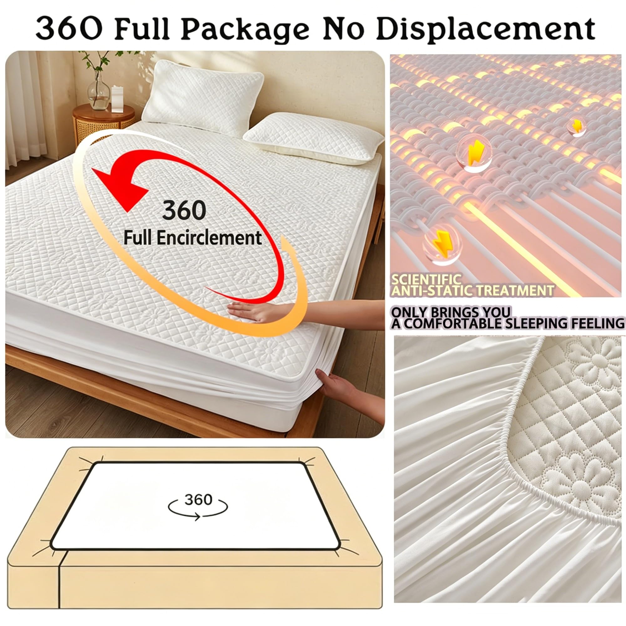 Sábana elástica Ajustable y Protector de colchón Transpirable | Funda Impermeable para colchón para el hogar, Hotel o Dormitorio (Azul, 180 * 200 cm)