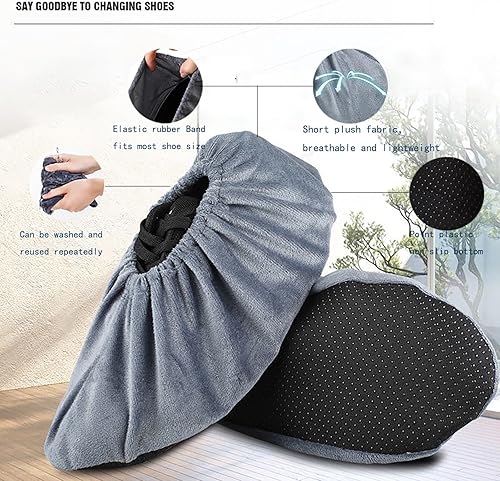 Miniatura 2 de VIJAY SENO 6 pares de fundas reutilizables antideslizantes para zapatos, suaves, lavables, gruesas, de seguridad, para el hogar, oficina,