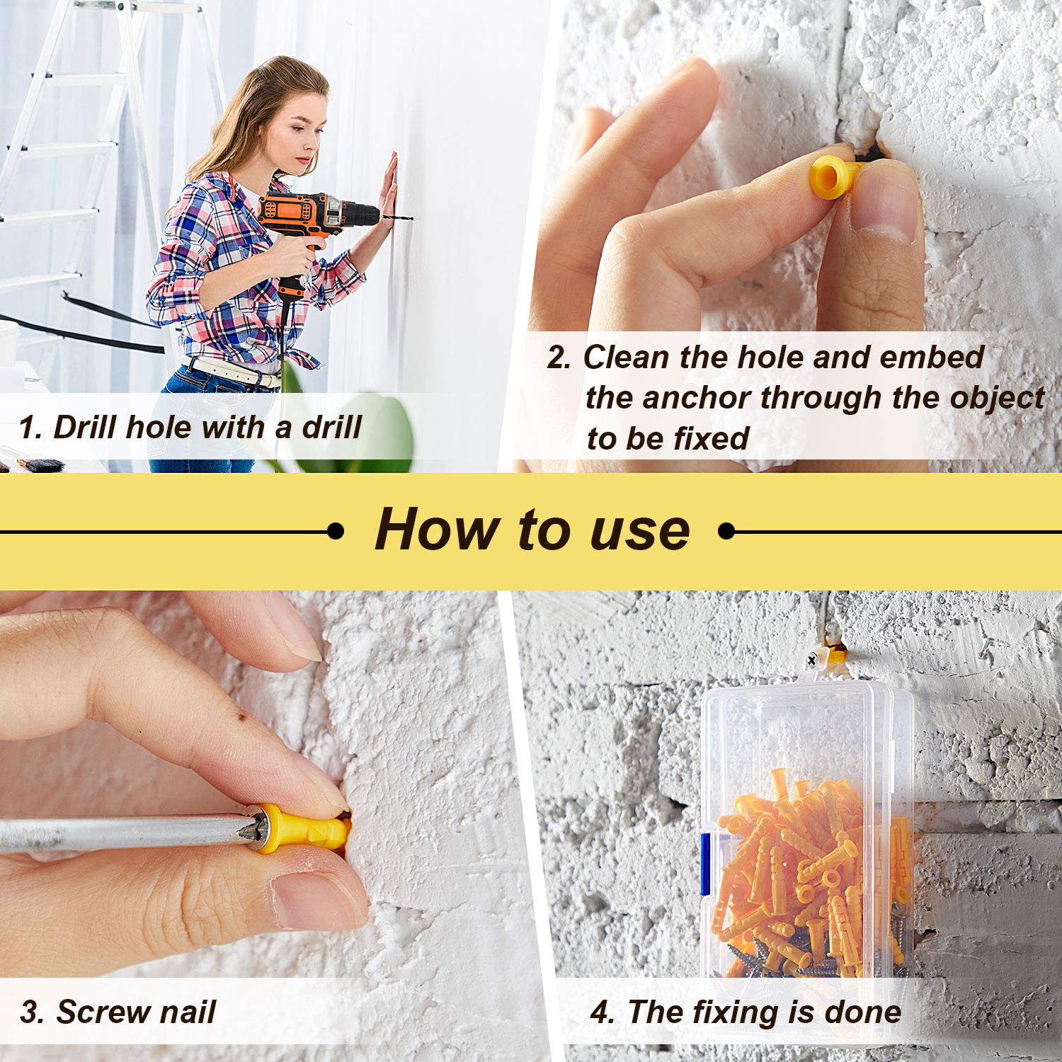 🔥 Crazy Deals 200 Pieces Wall Screw Assortment Kit, Wall Anchors with Screws Plastic Self Drilling Drywall Ribbed Drywall Anchors Self-Tapping Screws for Drywall Hanging and Mounting One-Day Sale: Up to 60% Off 200 Pieces Wall Screw Assortment Kit, Wall Anchors with Screws Plastic Self Drilling Drywall Ribbed Drywall Anchors Self-Tapping Screws for Drywall Hanging and Mounting