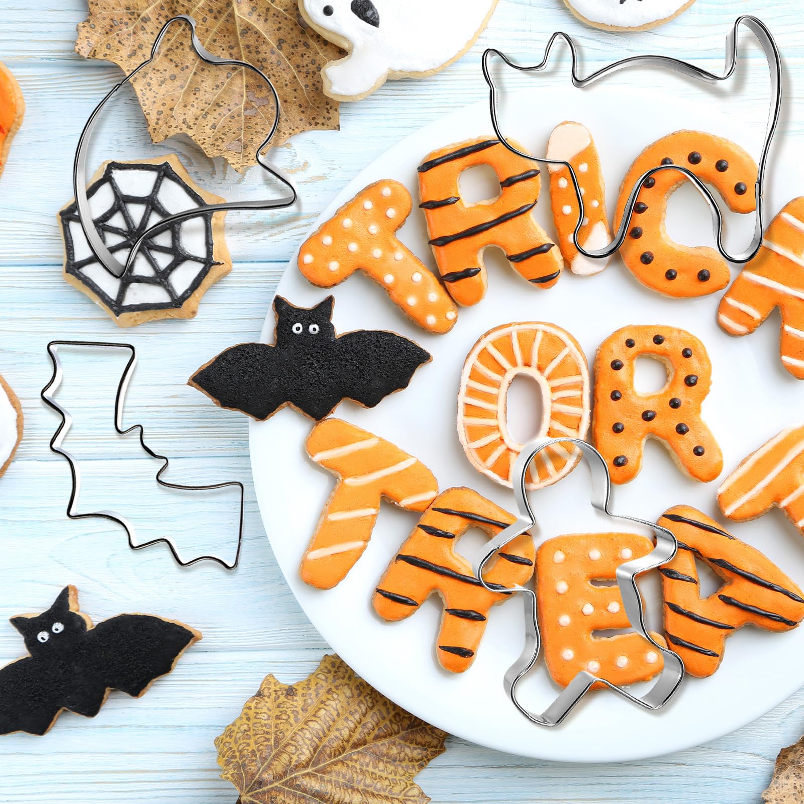 Layhit Juego de 15 cortadores de galletas de otoño, cortadores de galletas de Halloween, calabaza, arce, fantasma, pan de jengibre, para otoño, Acción de Gracias, Halloween, fiesta de Navidad, 15