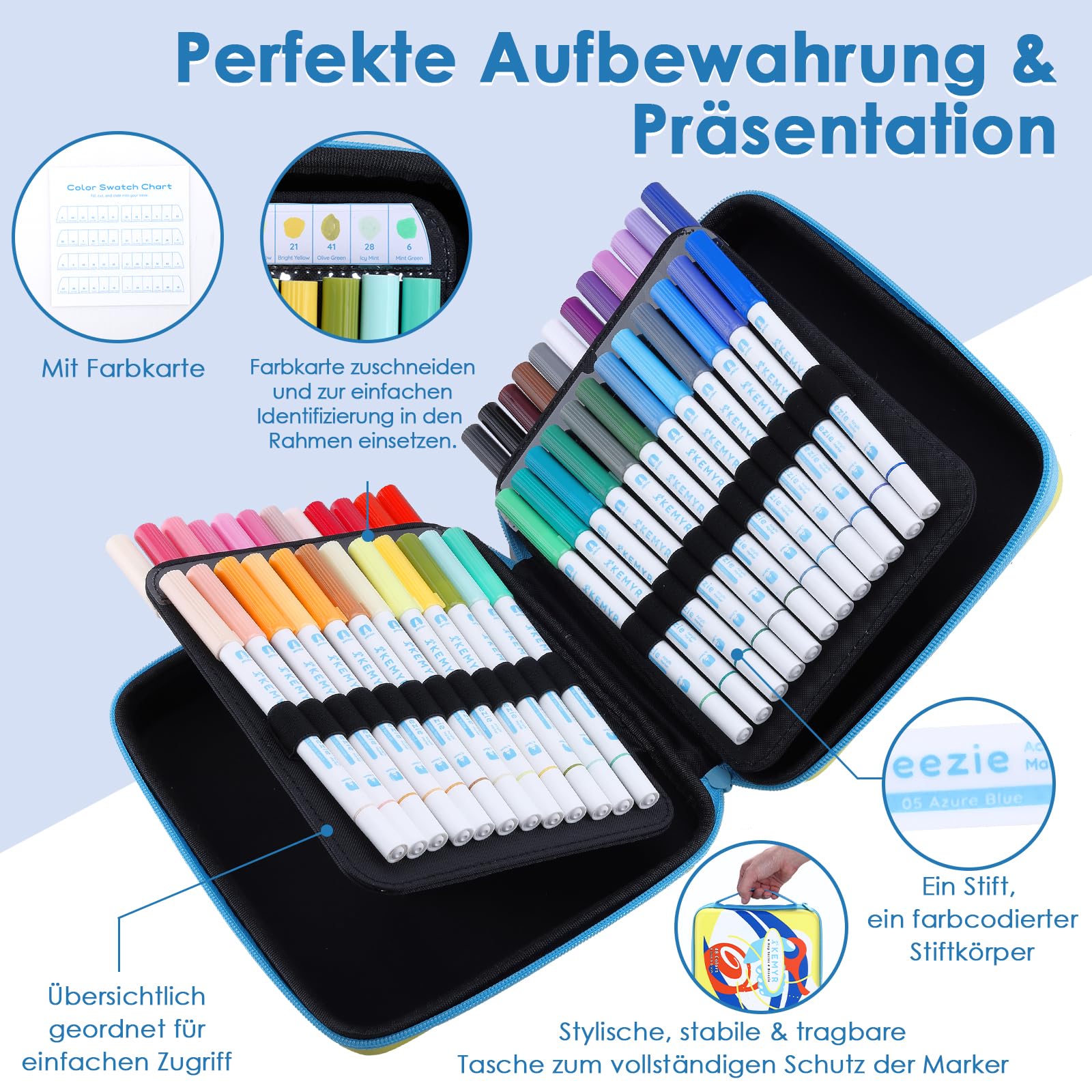 KEMYR Acrylstifte 48 Farben,1-5mm Pinsel Acrylmarker&0,7mm Acryl Gelstifte | Doppelspitze Acrylstifte wasserfest für Stein, Holz, Glas & schwarzes Papier, ideal zum Malen,Journaling&DIY Crafts