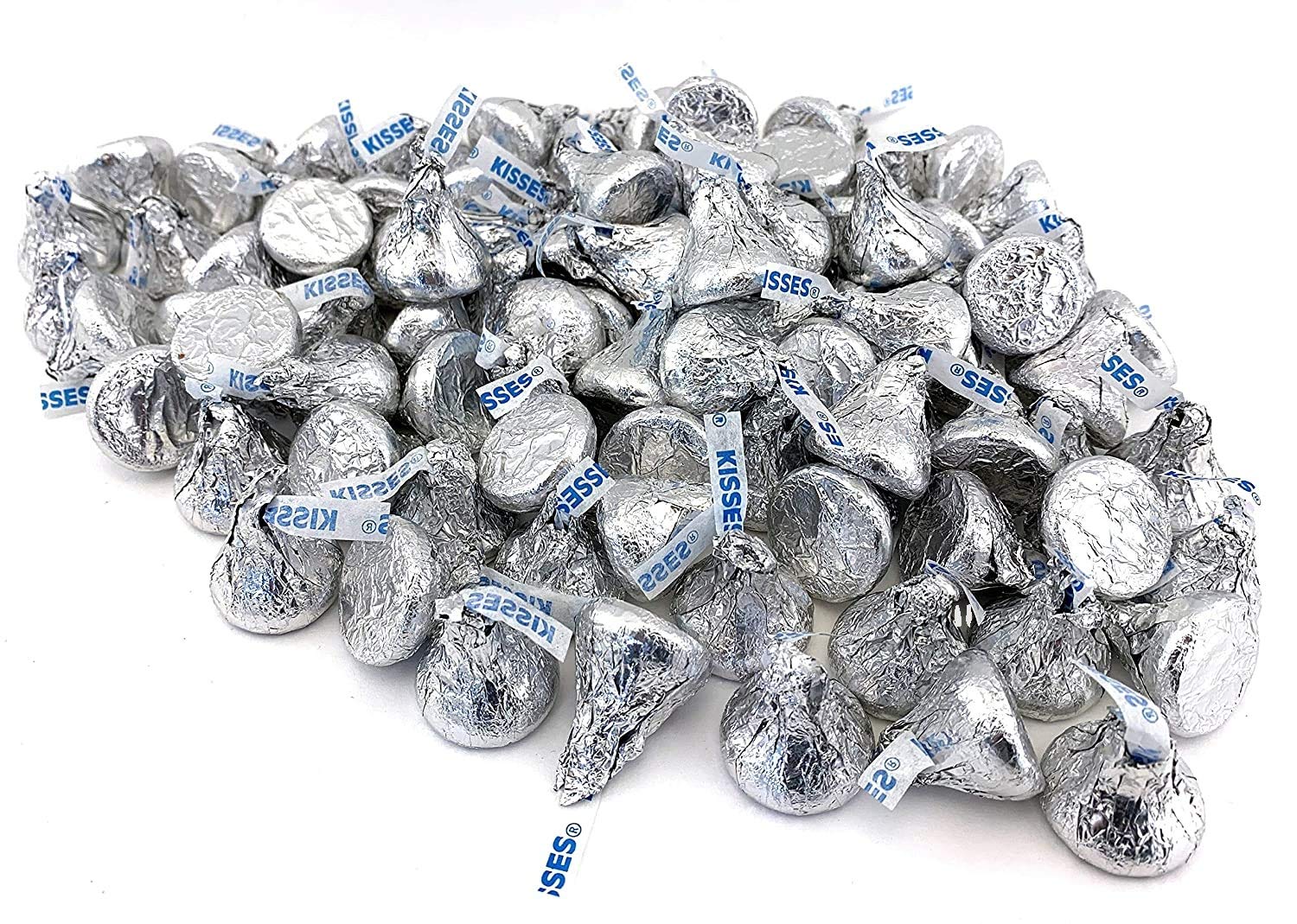 Kisses Milk Chocolate, (327+ pieces) 3.5 lbs Pounds individually wrapped in Silver Foil - Bag of -Perfect for Gifts, Candy Bowls & Buffets, Baking, Movie & Game Nights, in Tundras Bag