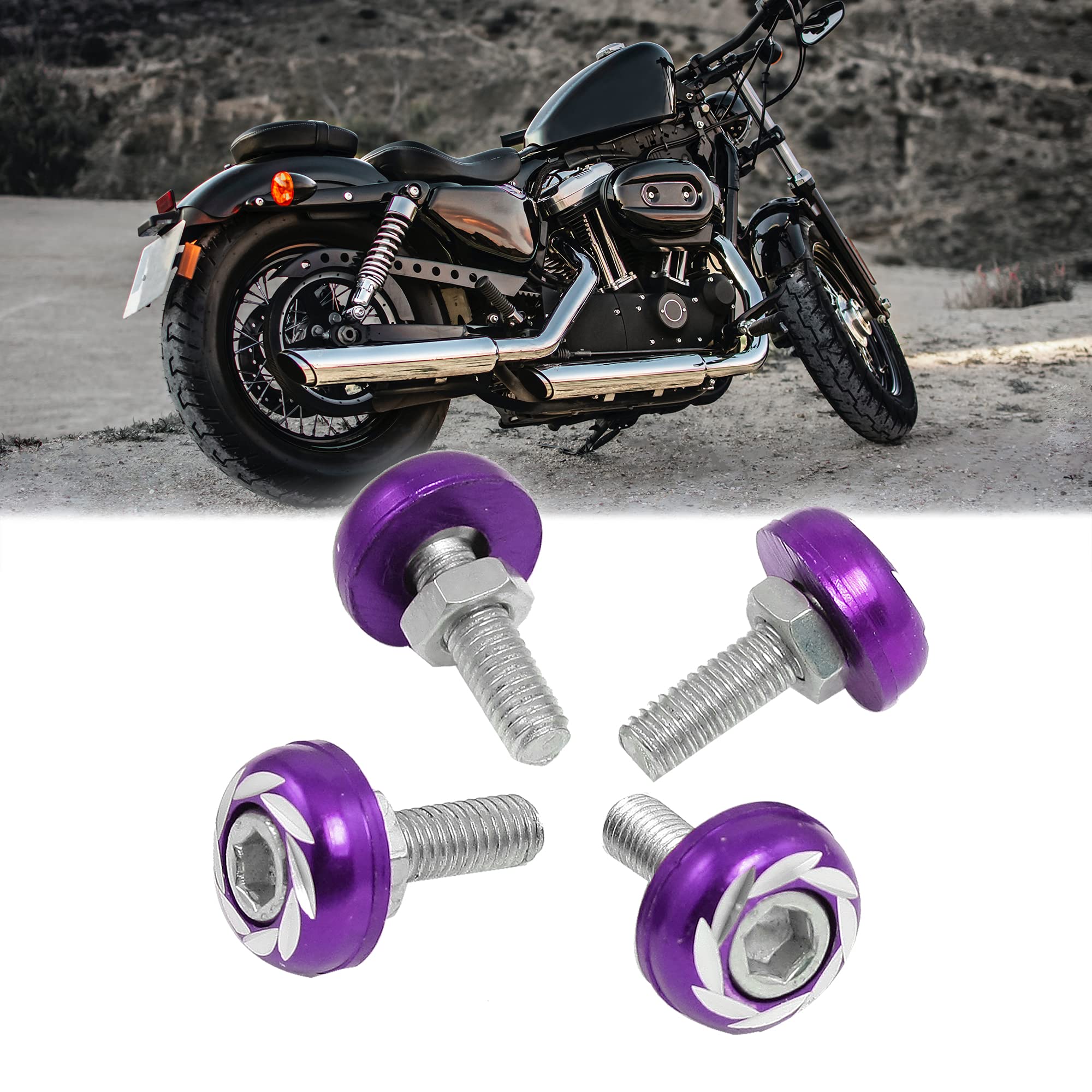 Uxcell License Plate Bolts - 4 Pcs Silver & Black Hex Head Screws For Cars & Motorcycles