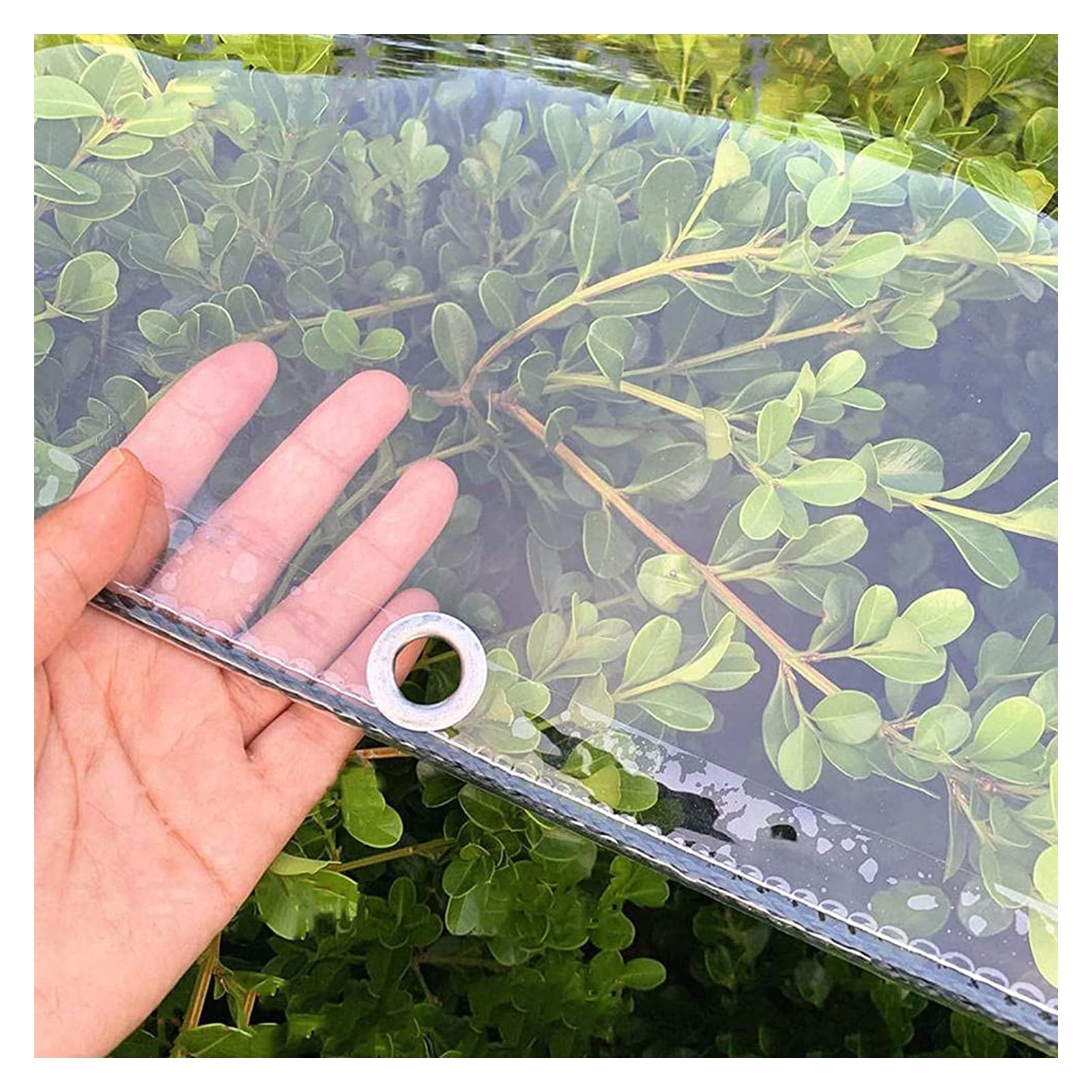 Lona transparente de PVC de 0,5 mm impermeable con ojales para terrazas