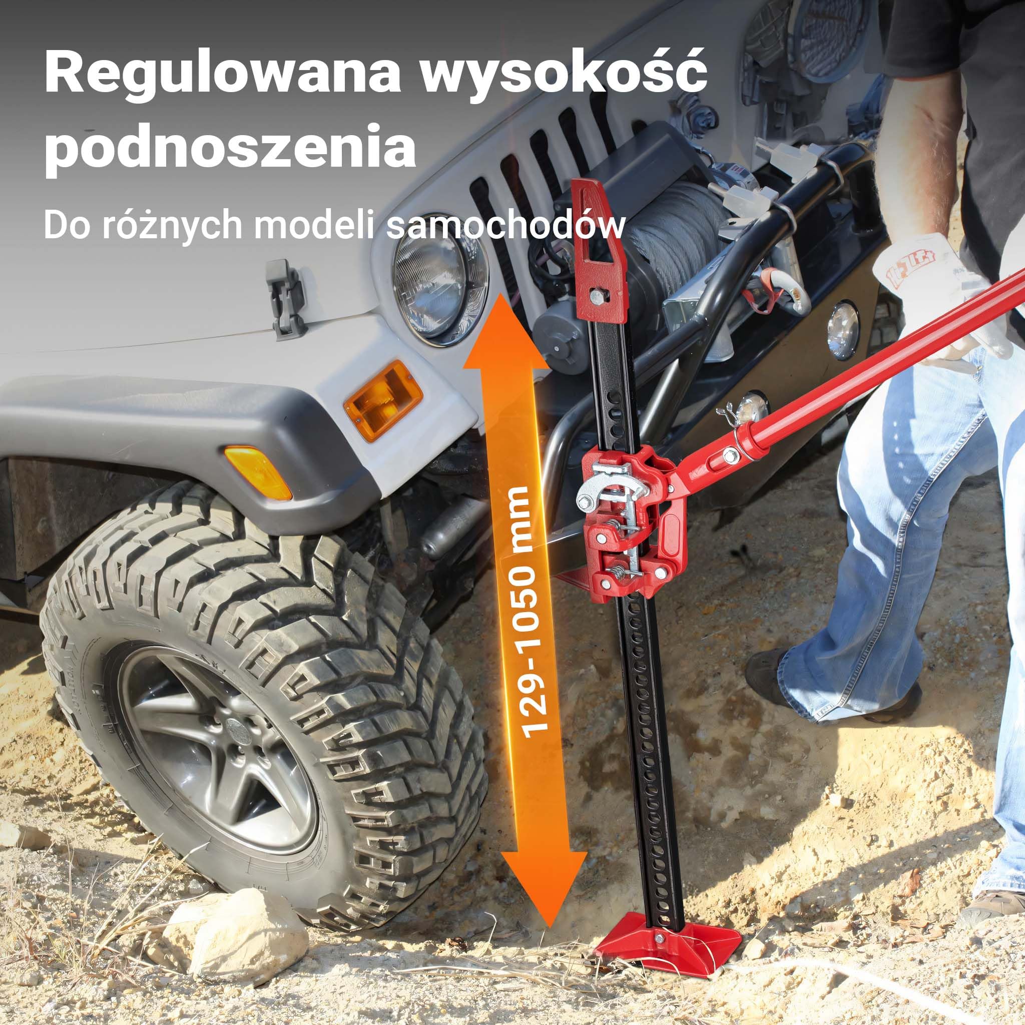 Wiltec Podnośnik farmerski 48" do 3000 kg udżwigu i maks. 105 cm wysokości podnoszenia, podnośnik terenowy do samochodów