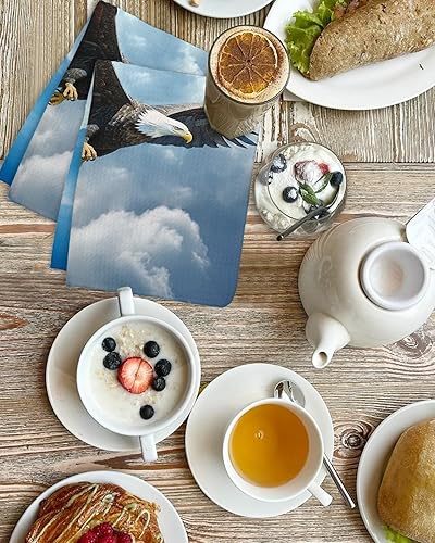 Miniatura 4 de Juego de 2 toallas de cocina de tejido de punto gofre de algodón, Eagle de 16 x 24 pulgadas, absorbentes, de secado rápido, para cocina, sala de