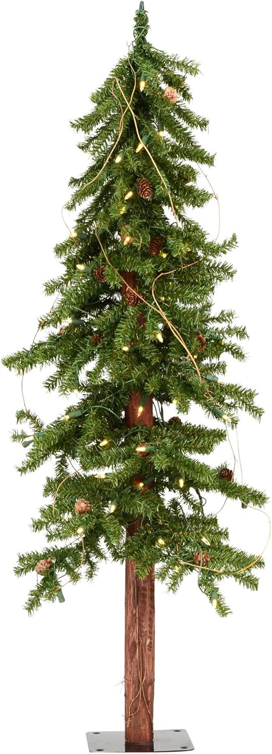 Vickerman 4' Alpine Artificial Christmas Tree, Warm White Dura-lit LED Lights - Faux Christmas Tree - Seasonal Indoor Home Decor