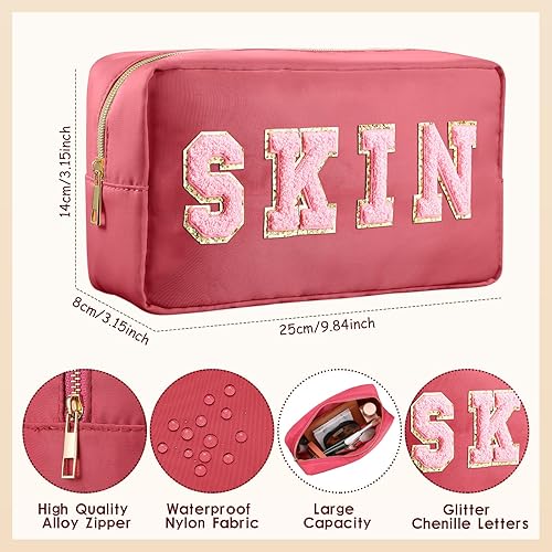 Miniatura 2 de Remerry Bolsa de cosméticos de nailon, bolsa de cosméticos de chenilla, bolsa de cosméticos con cremallera, bolsa de maquillaje preparada, bolsa