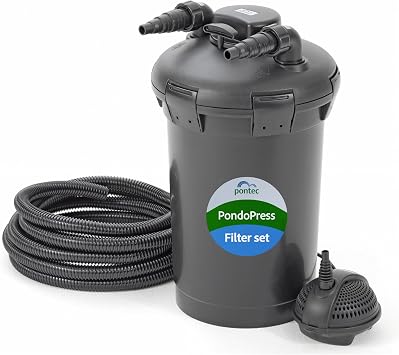 Pontec 50753 PondoPress Set 5000 for Ponds up to 5000 L (without Fish Trim) Pressure Filter Set Filter Pump (1500 l/h) Pond Filter with 7 Watt UVC Power