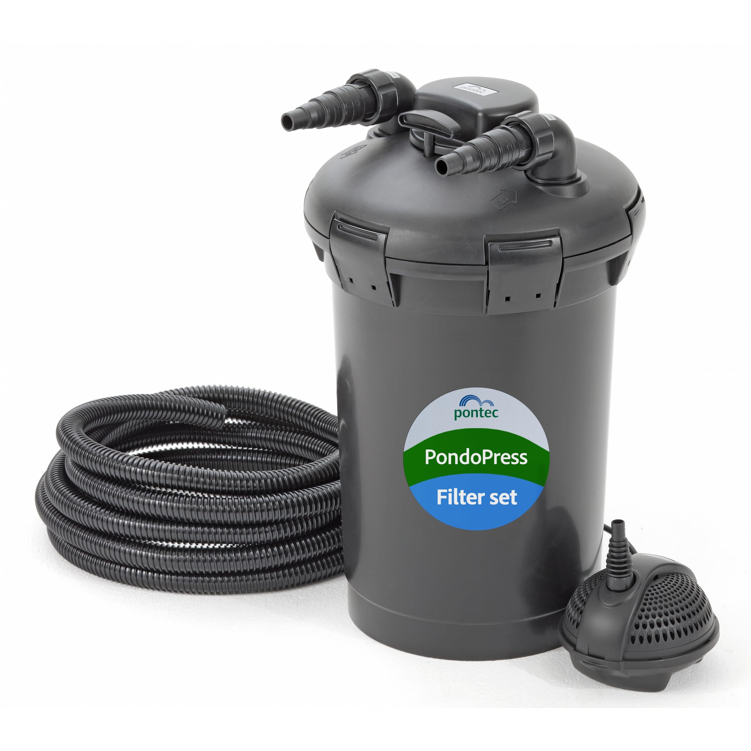Pontec PondoPress Set 5000 Druckfilterset, Filterpumpe 1500 l/h, Teichfilter 7 Watt UVC