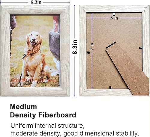 Miniatura 2 de Licorn - Juego de 6 portarretratos de 5 x 7 pulgadas, pantalla de 4 x 6 con paspartú o 5 x 7 pulgadas sin paspartú, hecho de vidrio real de alta