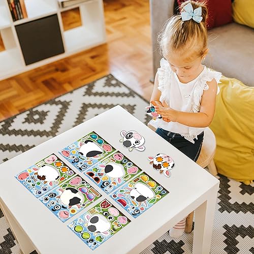 Miniatura 3 de Dorgua Calcomanías para hacer una cara de vacas de granja, calcomanías para niños, calcomanías de vacas de granja para niños, calcomanías para la