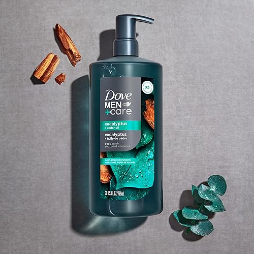 Miniatura 3 de DOVE MEN + CARE Gel de baño de eucalipto y aceite de cedro hidratante a base de plantas para hombres, 26 onzas