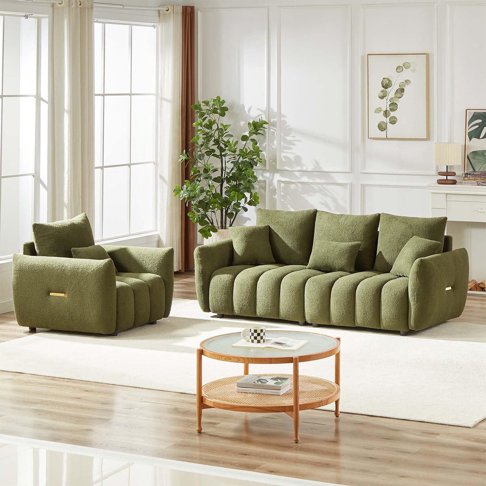 Amazon.com: Antetek Teddy Sofa Set for Living Room, Modern Deep