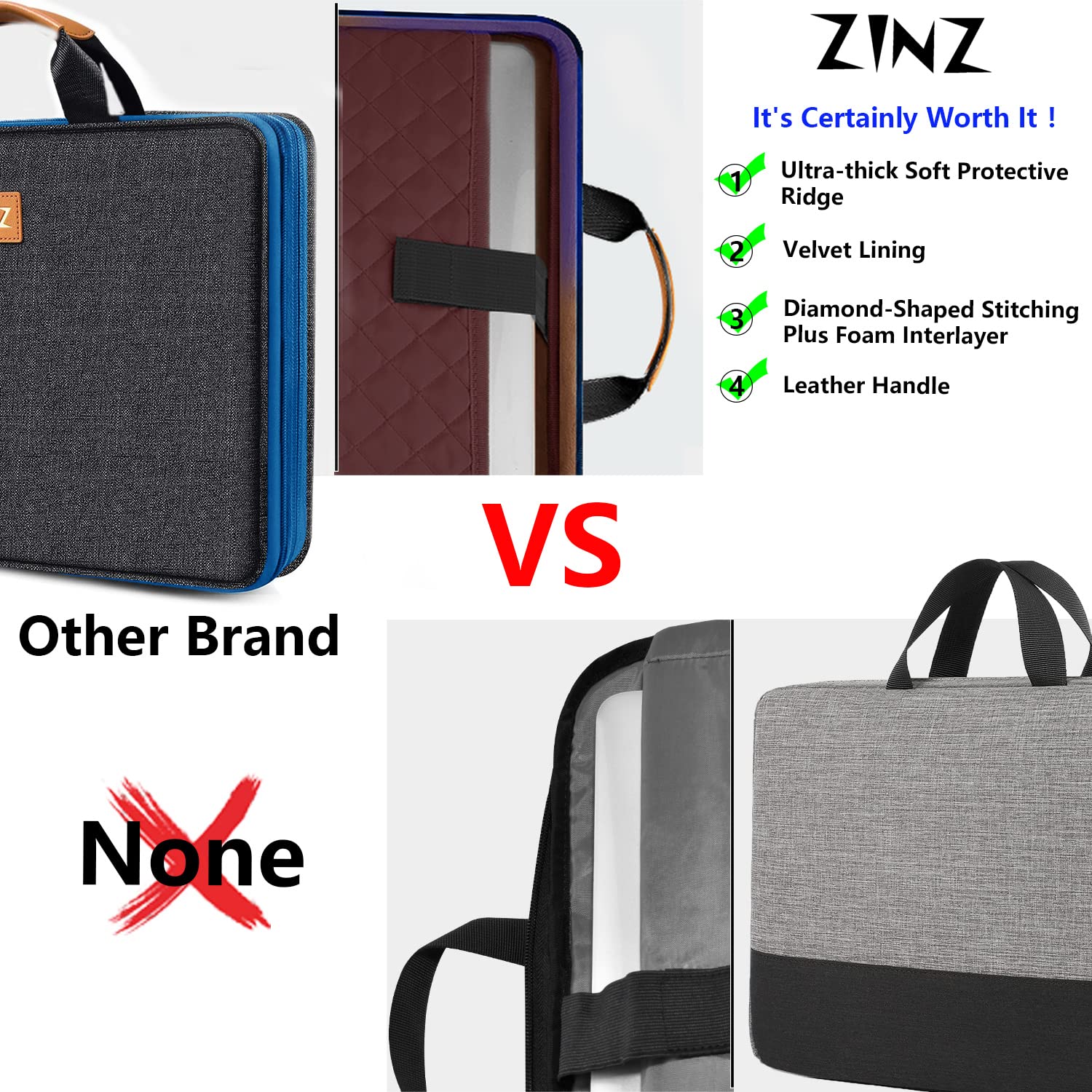 ZINZ Schlanke und Erweiterbare Laptop Tasche 13 13.3 13.6 14 Zoll Hülle Langlebige Recycelte Aktentasche für MacBook Air/Pro 13-14 M1 M2 M3 2021-2023 Pro/Max,13.5 Surface Laptop 4/3,B02K03