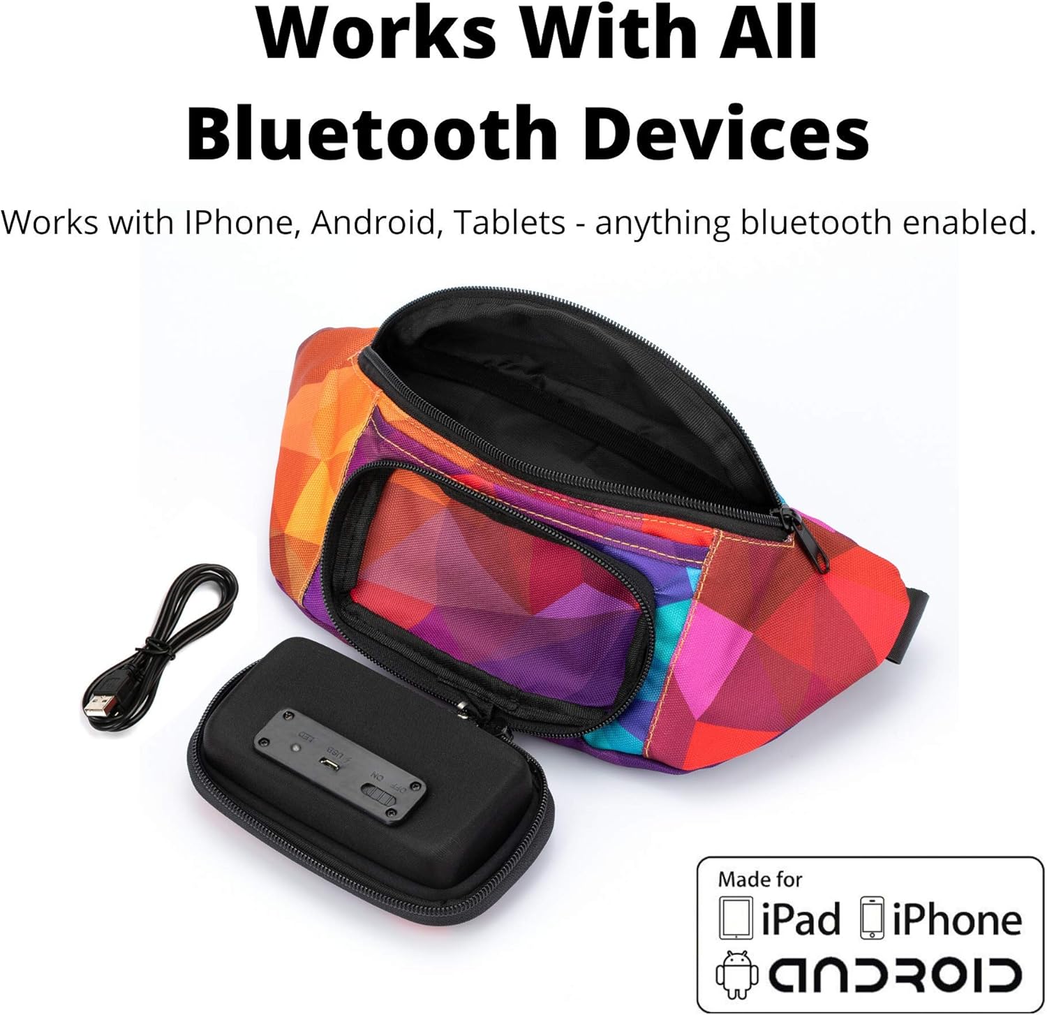 The #1 Fannypack with Speakers. Bluetooth Fanny Pack for Parties/Festivals/Raves/Beach/Boats. Rechargeable, Works with iPhone & Android. #1 (Retro)