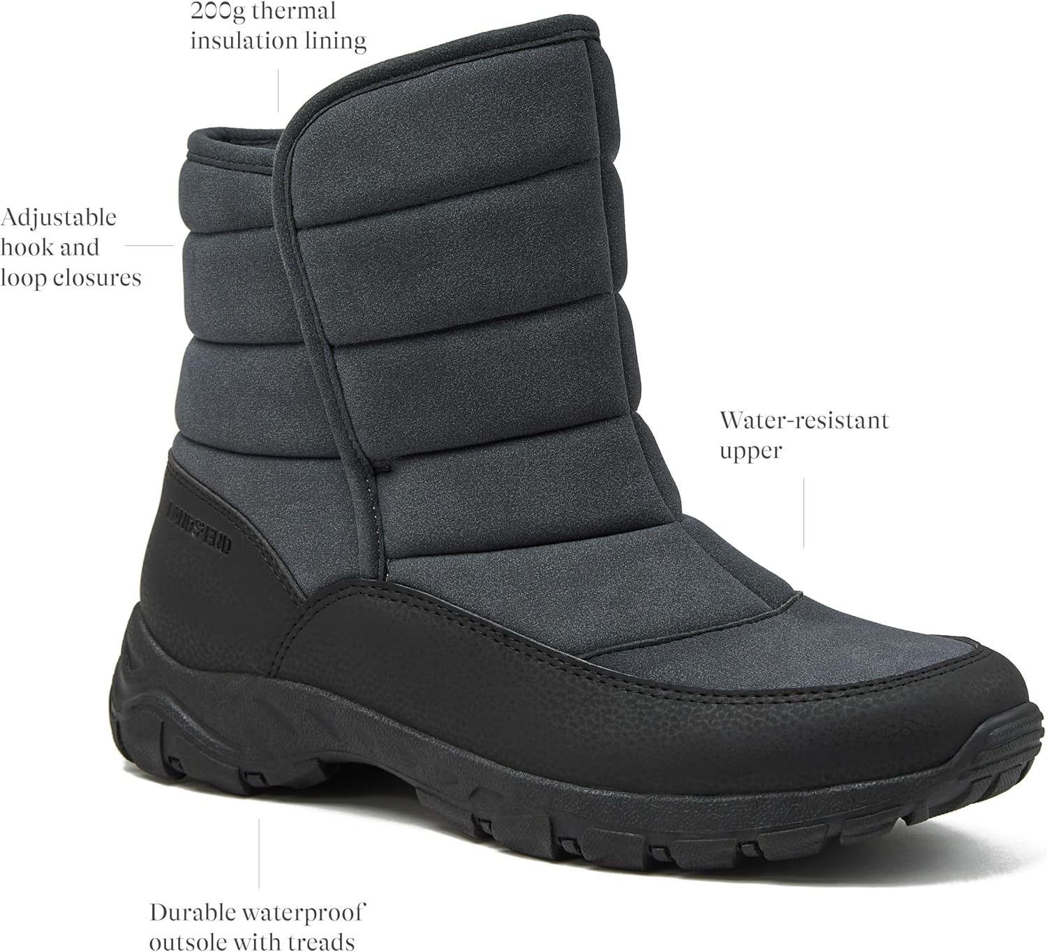 Lands' End Expedition Insulated Winter Boots for Men, Lace Up or Slip On Waterproof Mens Snow Boots, Medium or Wide Width Men's Shoes Size 8 to 13, Black, Brown, Green or Grey - Image 2