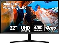 Samsung 32" UJ59 4K UHD Gaming Monitor - VA Panel, FreeSync, HDMI/DP, Game Mode, Picture-by-Picture - LU32J590UQNXZA