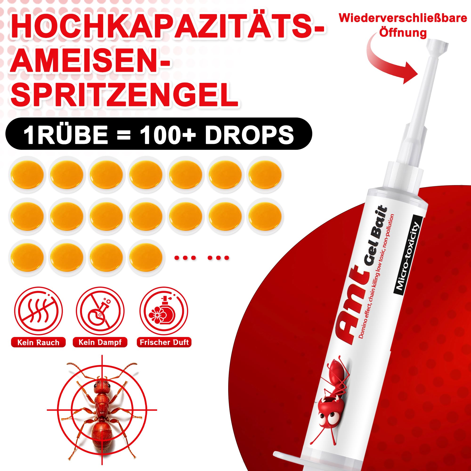 10 Stück Ameisengel Köder - 10 * 10G Ameisen Killer in Innenräumen, Sicher für Kinder & Haustiere