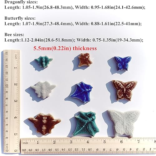 Miniatura 4 de EDFLIFE Azulejos de cerámica esmaltada para manualidades, azulejos de mosaico de porcelana con patrón de insectos al azar de 1 libra para