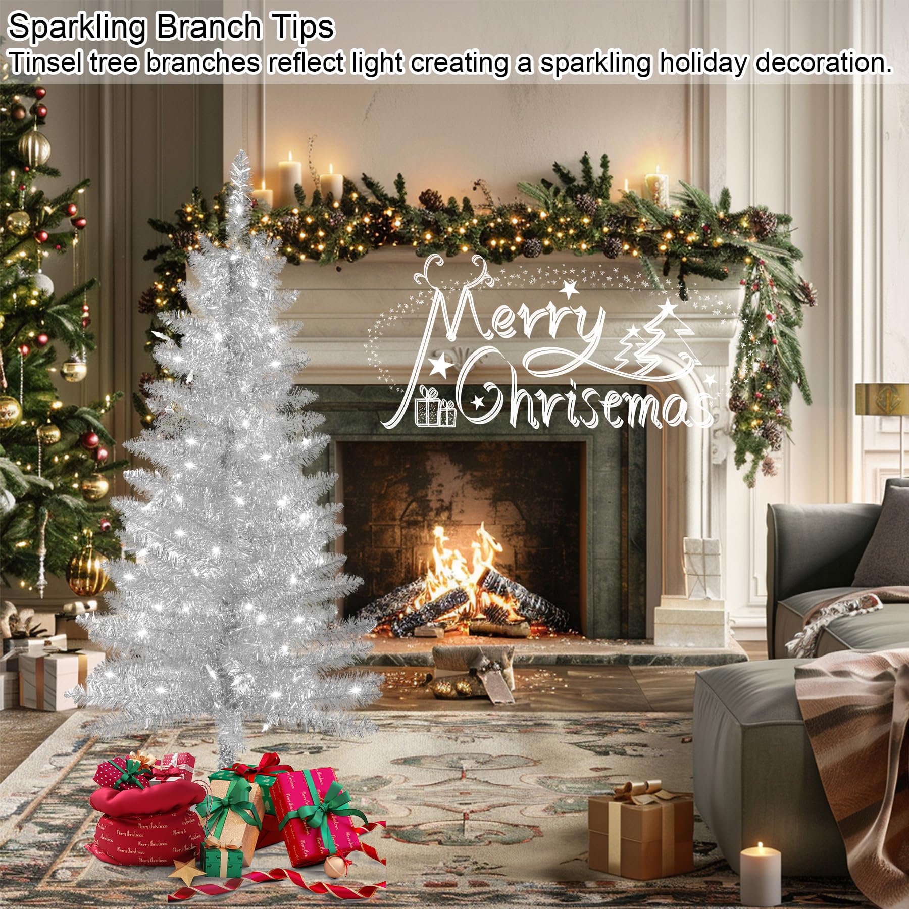 liguanow Sapin de Noël artificiel d'Halloween de 1,2 m avec support - Petit sapin de Noël pour la maison, le bureau, les fêtes, les vacances, l'intérieur et l'extérieur